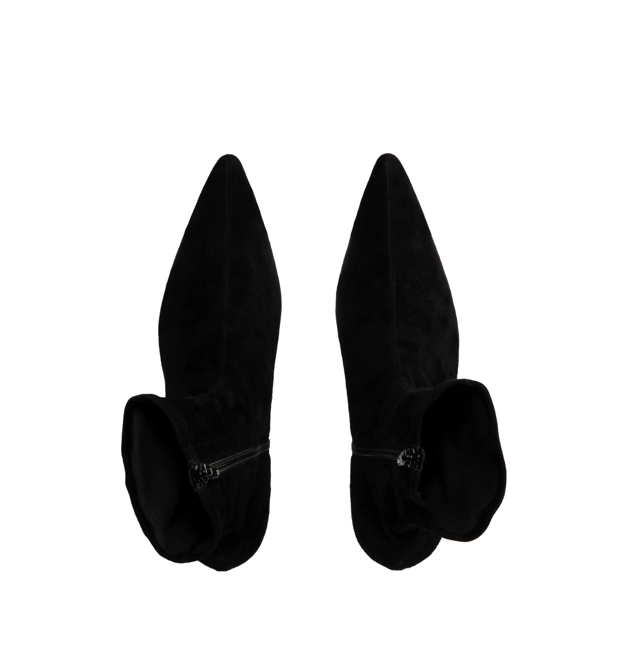 Image 4 of 4 - BLACK - The Row Women's Liisa Kitten Booties are crafted from soft lambskin suede and feature a pointed toe, side zip closure, and a refined kitten heel for an elegant, minimalist silhouette. These designer suede ankle boots combine exceptional Italian craftsmanship with timeless sophistication, making them a versatile choice for effortless day-to-evening styling. Main Material: 100% Lambskin Suede. Sole: Leather. Heel Height: 1.38 in. Made in Italy. 