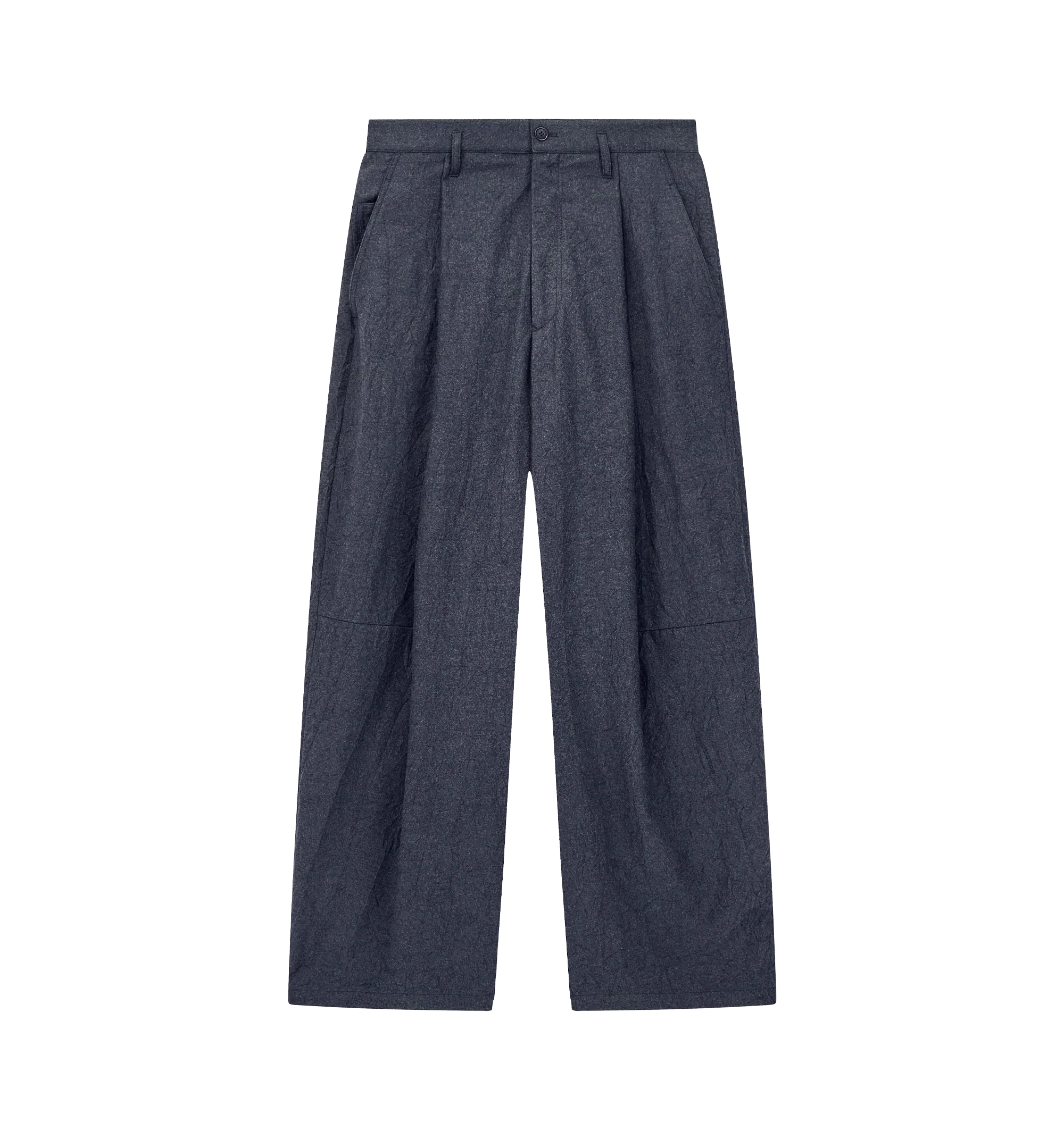 Image 1 of 1 - GREY - Giorgio Armani Men's Crinkle Wool Flannel Trouser is crafted from a luxurious cashmere and wool blend, offering exceptional softness, warmth, and a refined drape. The crinkle flannel finish adds subtle texture and modern sophistication to this elevated wardrobe staple. Fabric: 64% Cashmere, 36% Wool.