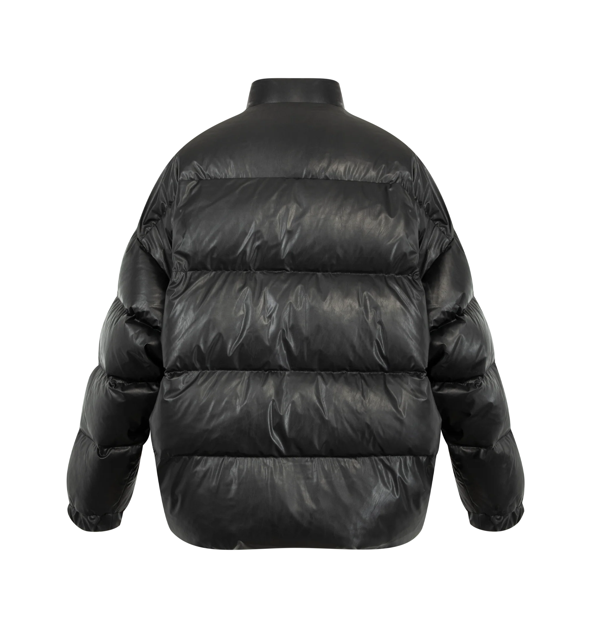Image 2 of 3 - BLACK - Maison Mihara Yasuhiro Men's Bottom Folded Down Jacket is crafted from premium fabric and features a unique folded-down hem design, a relaxed silhouette, front closure, and functional pockets for a contemporary deconstructed look. This designer jacket combines Maison Mihara Yasuhiro's signature experimental aesthetic with everyday versatility, creating a distinctive outerwear piece for modern styling. Made in Japan. 