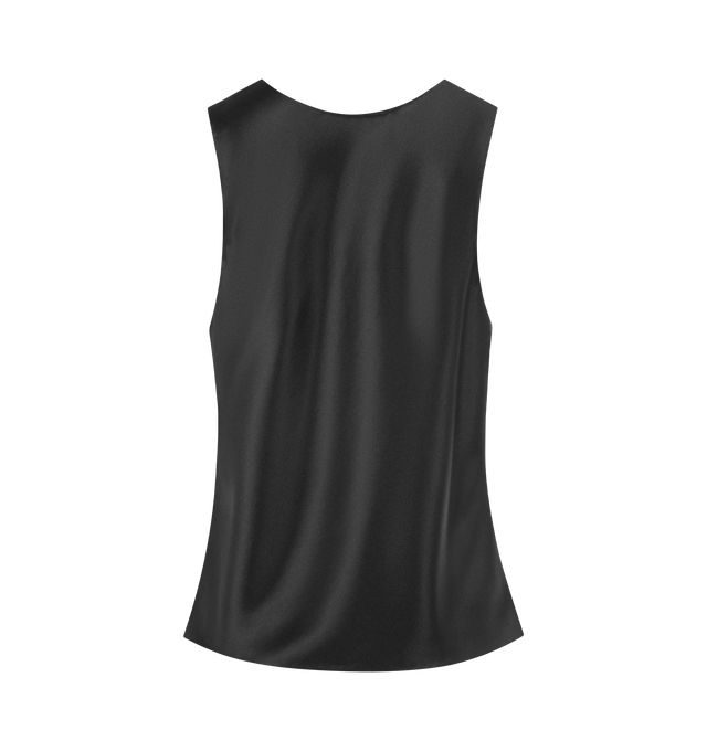 Image 2 of 2 - BLACK - THE ROW Faustino Silk Satin Top featuring hammered silk-satin, rounded neckline and slim fit. 100% silk. Made in the USA.