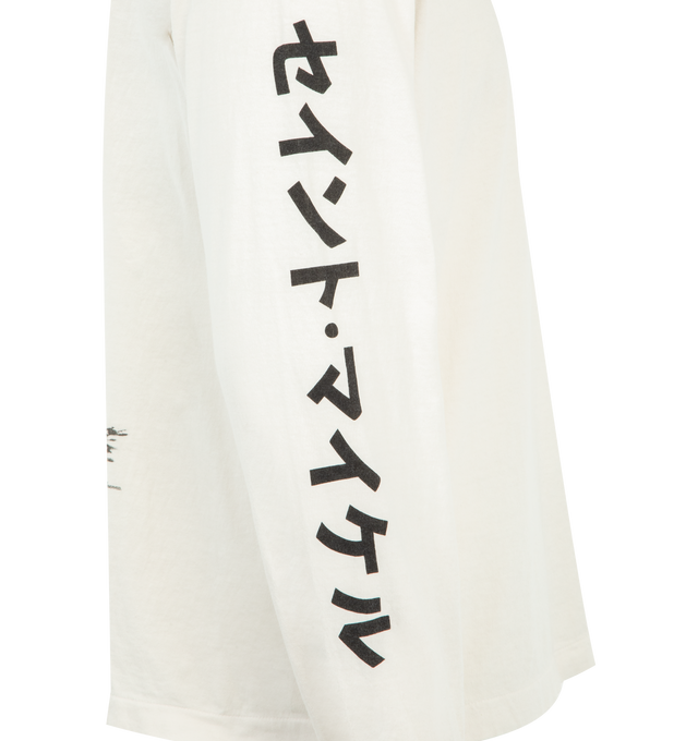 Image 3 of 3 - WHITE - SAINT MICHAEL Beastie Boys T-Shirt featuring crew neck, long sleeves, regular fit and screen print graphic on front, back and sleeve. 100% cotton. Made in Japan. 