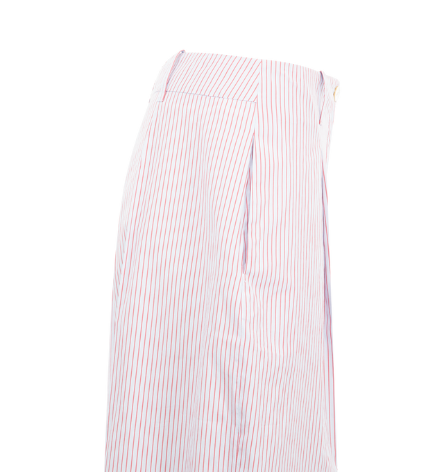 Image 3 of 3 - RED - RADH The Dean Pant featuring pleated wide legs, crisp cotton poplin, zip fastening and full length. 100% organic cotton. Made in Italy.