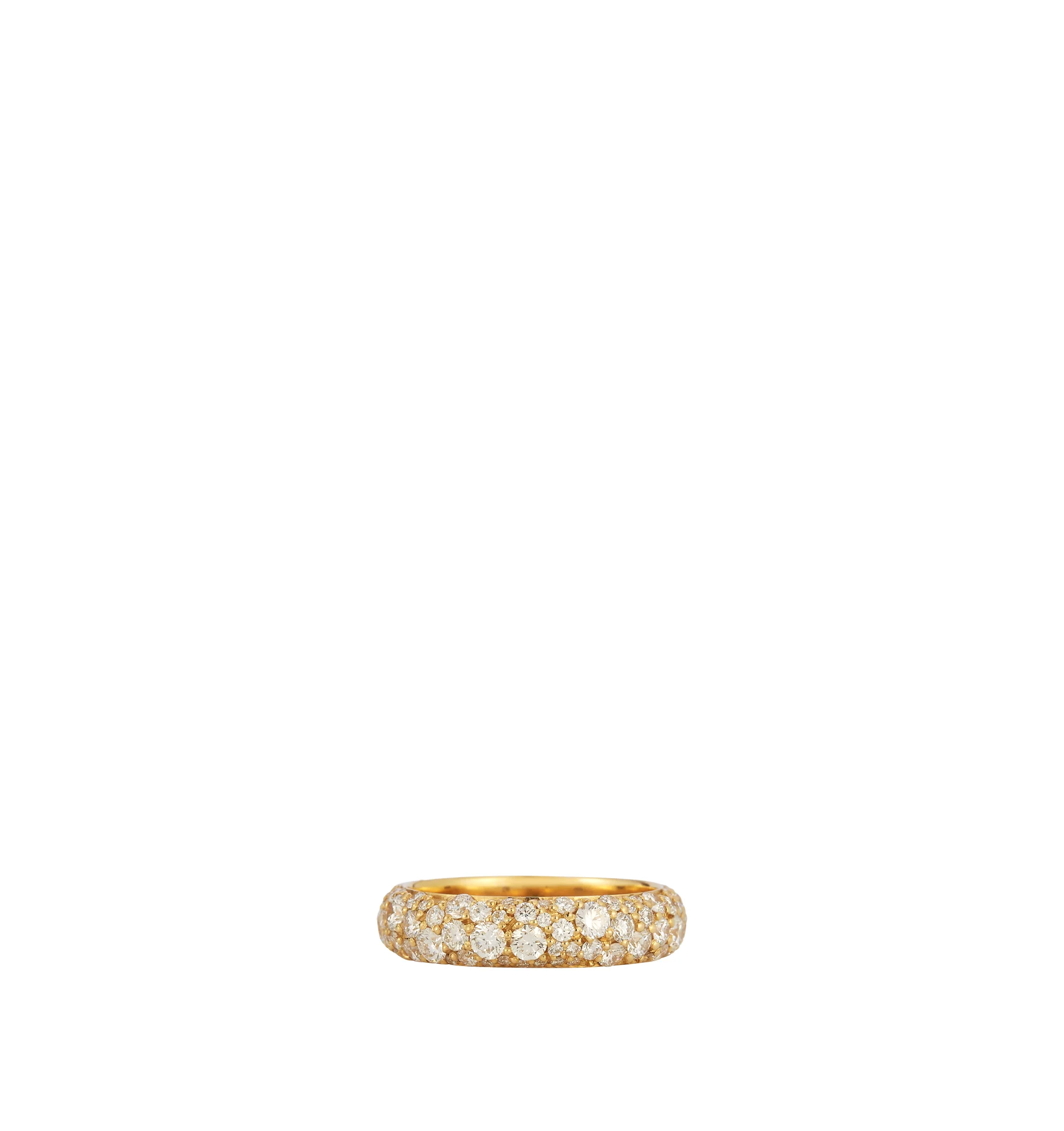Image 1 of 2 - GOLD - Renna Women's Tidepool Ring is crafted in 18K yellow gold and features varying sizes of brilliant diamonds arranged in a cobblestone-inspired design that reflects the natural beauty of smooth stones found in a tidepool. This designer fine jewelry ring combines exceptional craftsmanship with timeless elegance, creating a striking statement piece for everyday wear or special occasions. Main Material: 18K Yellow Gold. Gemstones: Approximately 2.60 Carats Diamonds (based on size 7; diamond