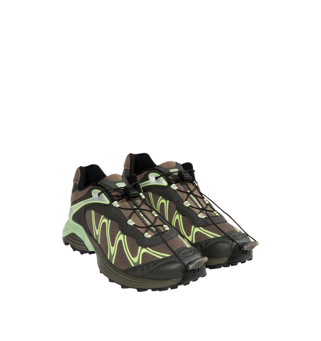 Image 2 of 5 - BROWN - SALOMON XT-Whisper Sneaker featuring textile and synthetic upper, quickLACE system, rubber outsole, agileChassis System, OrthoLite diecut sockliner and Mud contaGRIP.