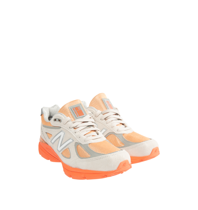 Image 2 of 5 - ORANGE - NEW BALANCE Made in USA 990v4 Sneaker featuring ABZORB cushioning at heel and forefoot, combination ENCAP and C-CAP midsole, reflective accents, mesh upper, suede and synthetic overlays and NDurance rubber outsole.