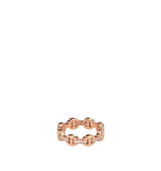 Image 1 of 2 - GOLD - HOORSENBUHS Dame Tri-Link Ring with Diamond Bridges featuring solid 18K gold construction, hand set diamond bridges, classic tri-link architecture and band width: 5.4mm. Size 9.Cheap Luxury Handbag Shop offers a range of initial pieces from this collection in-store. For personal consultation and detailed information about jewelry, please contact our dedicated stylist team at personalshopping@hirshleifers.com. This item may be restricted for online purchase to international clients. For assistance p