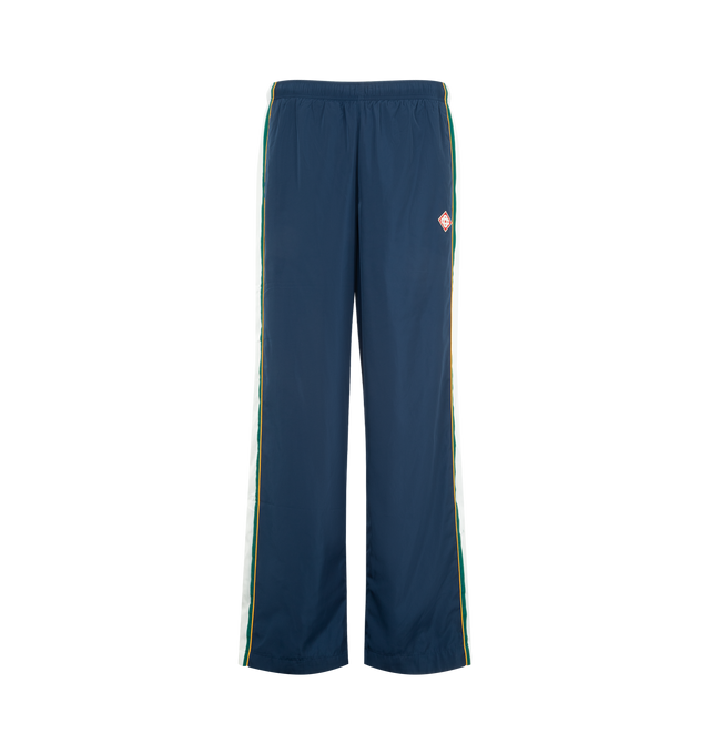 Image 1 of 4 - NAVY - CASABLANCA Track Pant featuring an elasticised waistband, drawstring fastening, slanted side pockets, stripe detail down the sides, pin-tuck seams down the front, a back pocket, and the house's Casablanca logo. Made in Portugal.