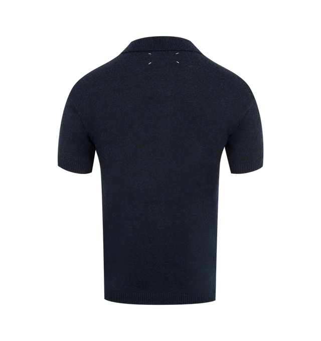 Image 2 of 2 - NAVY - MAISON MARGIELA Polo Shirt featuring short sleeves, polo collar with 3 button closure, four stitches at the back and slim fit. Made in Italy.