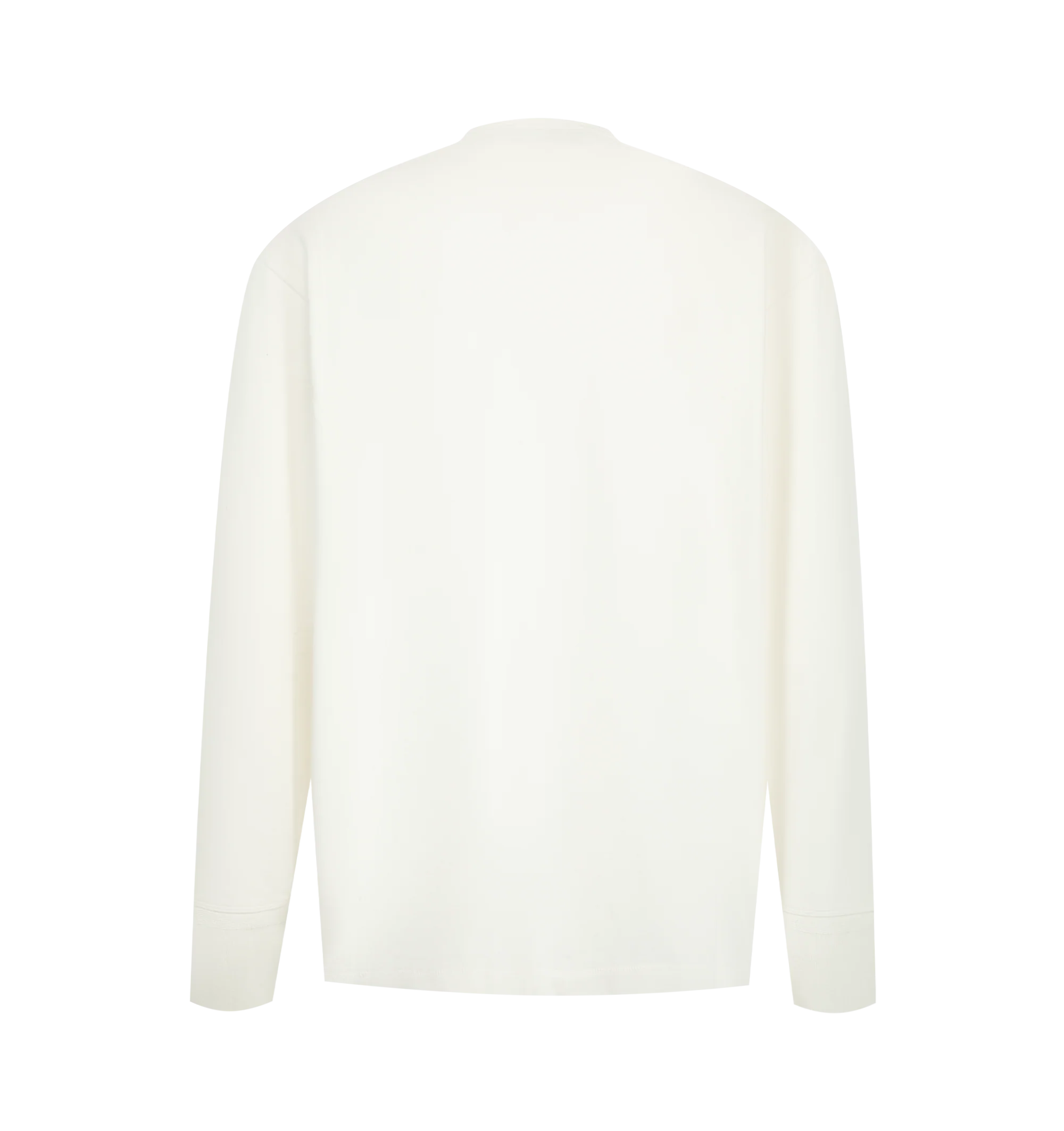 Image 2 of 2 - WHITE - Studio Nicholson Kuyto Long Sleeve Jersey is crafted from soft-touch cotton jersey and features a refined Henley-inspired silhouette designed for effortless layering. An elevated take on a wardrobe staple, it is detailed with a grandad collar, three-button placket, dropped shoulders, and ribbed cuffs, while the specially treated fabric offers a rich peach-like texture and substantial hand feel. Main Material: 100% Cotton. Made in Portugal.