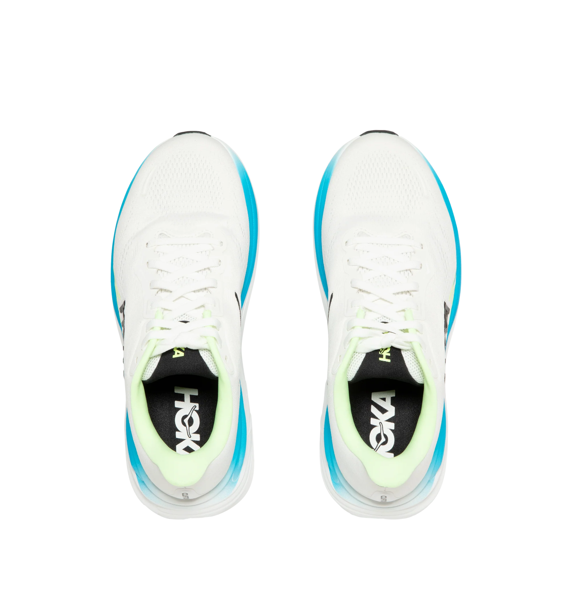 Image 5 of 5 - WHITE - Hoka Mens Clifton 11 Running Shoes feature an engineered mesh upper with reflective details and 3D-printed overlays. Designed with a CMEVA midsole, Rearfoot-Focused Active Foot Frame, MetaRocker geometry, open-cell sockliner, double-lace lock system, and Durabrasion rubber outsole for lightweight cushioning, stability, and everyday road running. Upper: Engineered Mesh; Midsole: CMEVA; Outsole: Durabrasion Rubber. Imported.