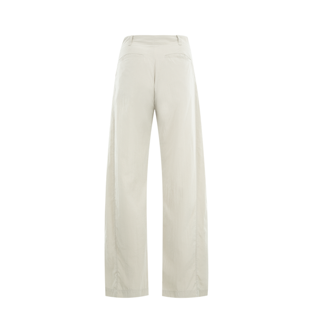 Image 3 of 4 - WHITE - THE ROW Malaya Pant featuring relaxed mid-rise pant in softly crinkled technical silk with wide straight leg, paneled sides and side seam pockets. 65% silk, 35% nylon. Made in Italy.