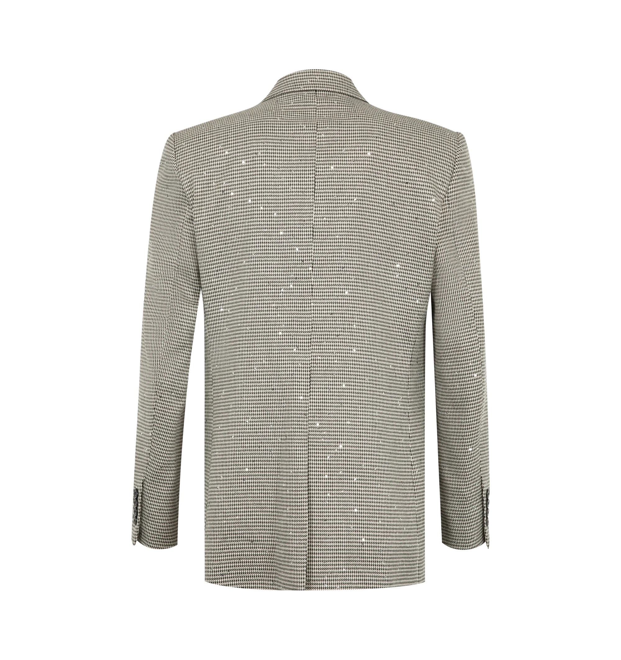 Image 2 of 2 - MULTI - Amiri Men's Double-Breasted Peak Lapel Sequin Jacket is crafted from a textured polyester blend with metallic fibers and features a double-breasted silhouette, peak lapels, and allover sequin embellishments. This designer tailored jacket combines statement-making glamour with refined Italian craftsmanship for elevated evening wear. Main Material: 66% Polyester, 33% Viscose, 2% Metallic Fiber, 2% Elastane. Made in Italy.