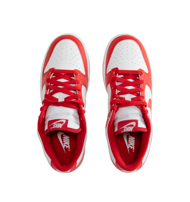 Image 5 of 5 - RED - NIKE Dunk Low Retro featuring synthetic leather upper, foam midsole, rubber outsole with classic pivot circle, padded collar and perforated toe box.