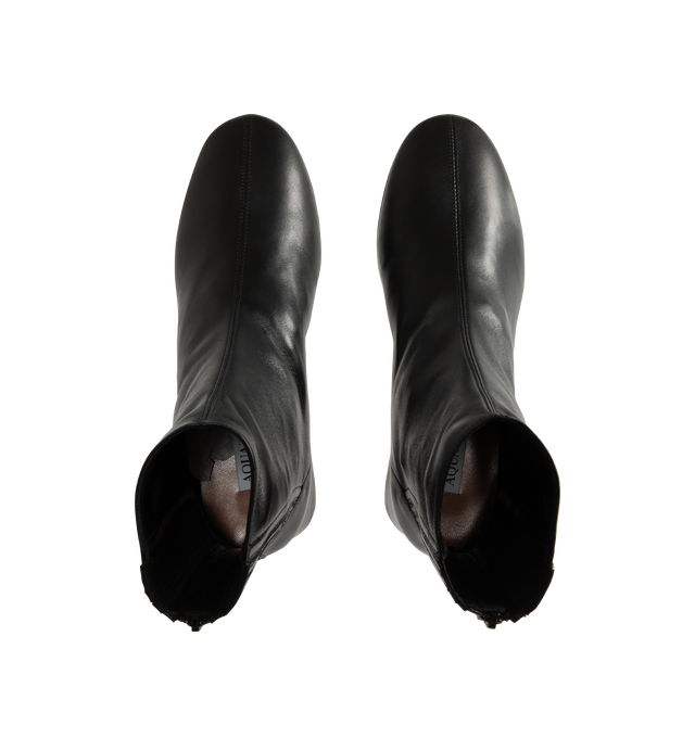 Image 4 of 4 - BLACK - Aquazzura Saint Honore Booties are expertly made in Italy from supple nappa leather featuring softly pointed toes, easy back zip closure, and 35 mm block heels that give them a subtle retro feel.