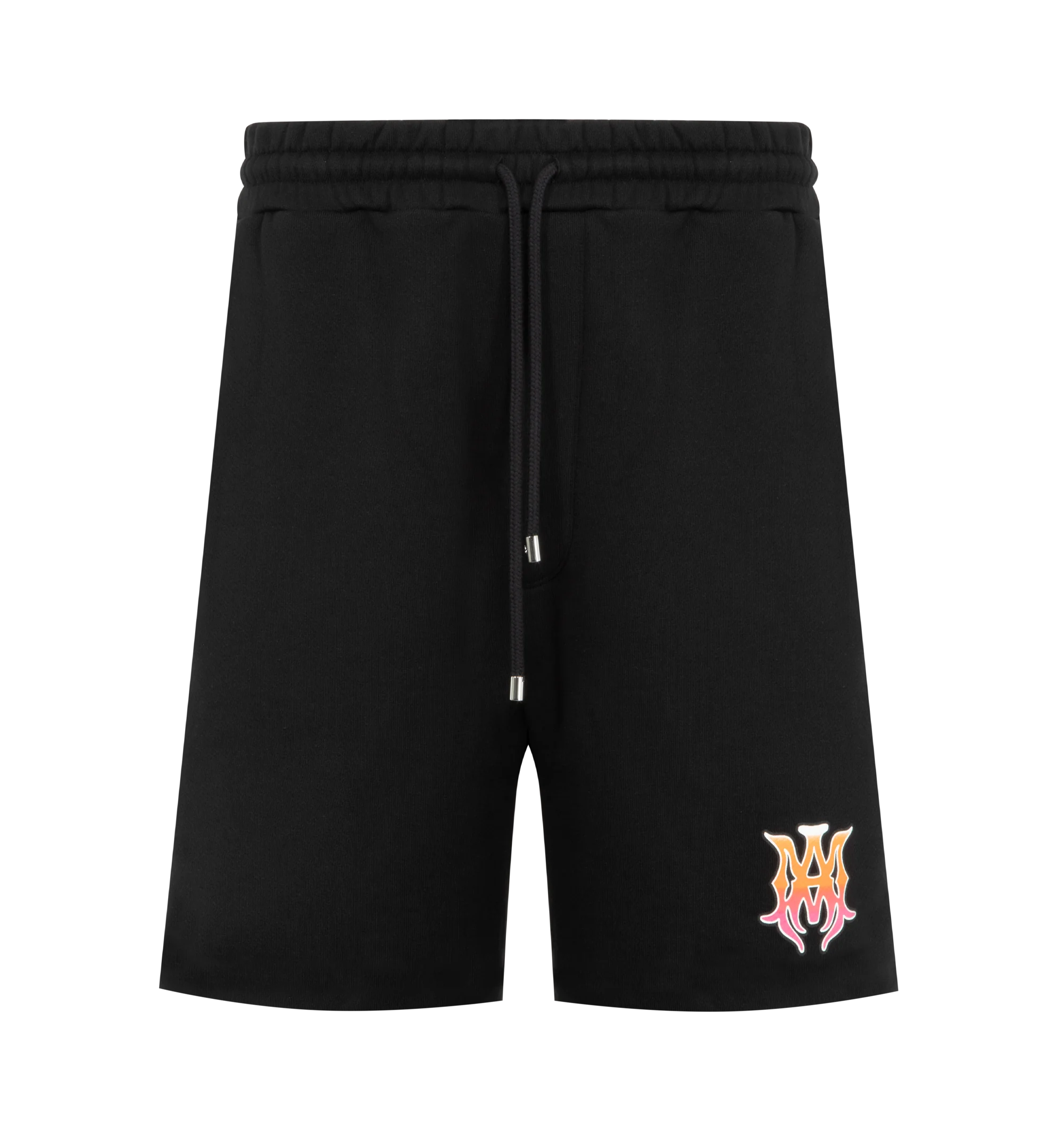 Image 1 of 3 - BLACK - AMIRI MA Surf Sweatshort featuring regular fit, elastic waistband with drawcord, MA logo at front, two side seam pockets, one rear pocket and logo patch at rear and silver tone logo tag. 100% cotton. Made in Italy.