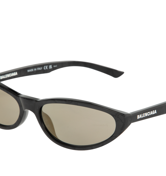 Image 3 of 3 - BLACK - BALENCIAGA Neo Round Sunglasses featuring recycled acetate, round shape, standard fit, Balenciaga logo engraved and enameled on the left temple and lasered logo on the right lens. Lens material: nylon. 100% UVA/UVB protection. Acetate. Made in Italy