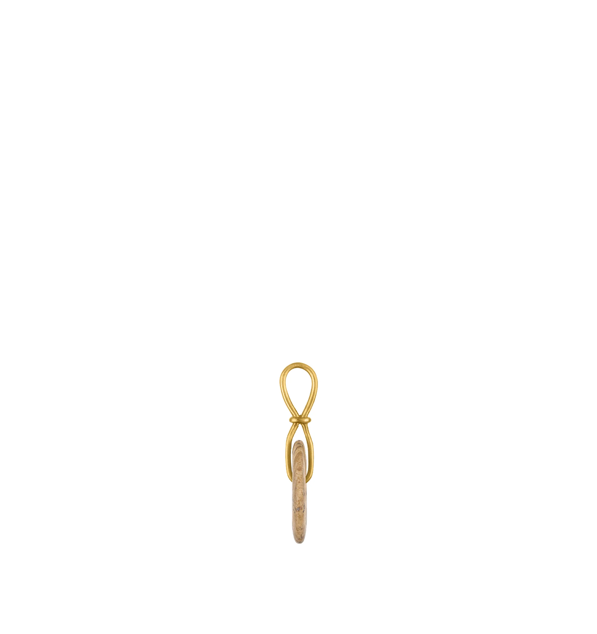 Image 3 of 3 - GOLD - Prounis Medium Paper Jasper Discus Pendant is handcrafted from 22K yellow gold and features a dune jasper disc suspended on a vertical double-bail design inspired by the wheel. Dimensions: 43 mm x 25 mm. Handmade in New York. For personal consultation and detailed information about jewelry, please contact our dedicated stylist team at personalshopping@hirshleifers.com.This item may be restricted for online purchase to international clients. For assistance purchasing this item please co 
