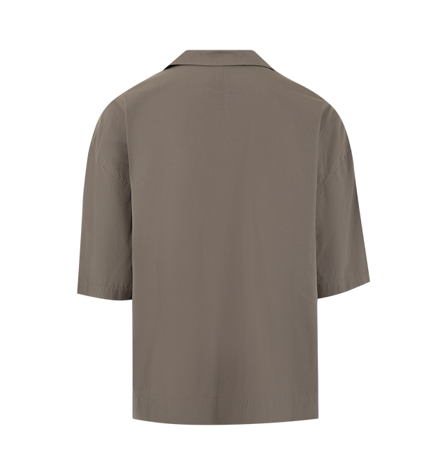 Image 2 of 2 - GREY - DRKSHDW Magnum Tommy Shirt featuring cotton shirt with pointed collar, front buttoned fastening, chest flap buttoned pockets, short sleeves, side tonal straps, straight hem and tonal stitching. 100% cotton. Made in Italy.