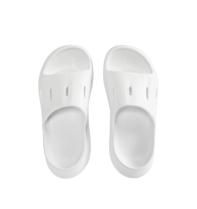 Image 4 of 4 - WHITE - HOKA Ora Recovery Slide 3 featuring perforated rubber upper with EVA sole, slip-on styling and molded footbed.