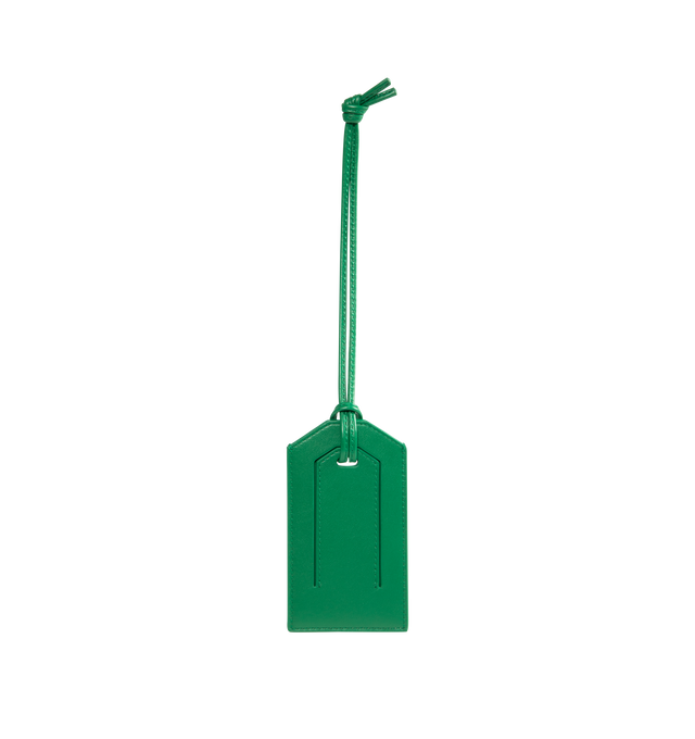 Image 1 of 2 - GREEN - BOTTEGA VENETA Getaway Tag Holder featuring intrecciato calf leather tag holder with strap, the leather strap can be easily attached to any handle, paper tag inside for name and address and window to display the paper tag. Calfskin. Made in Italy.