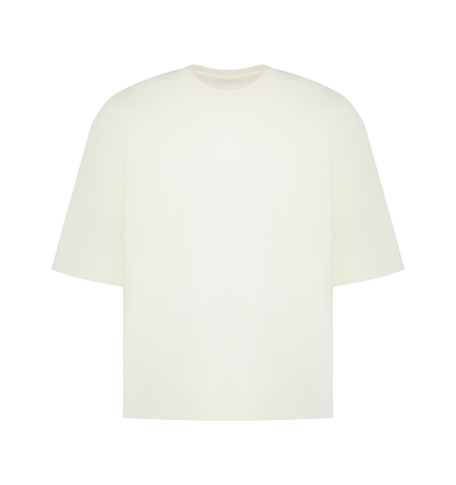 Image 1 of 2 - WHITE - Issey Miyake Mens T-Shirt is crafted from cotton jersey. Features a relaxed fit, crew neckline, short sleeves, and signature loose silhouette. Main Material: 100% Cotton. Made in Japan.