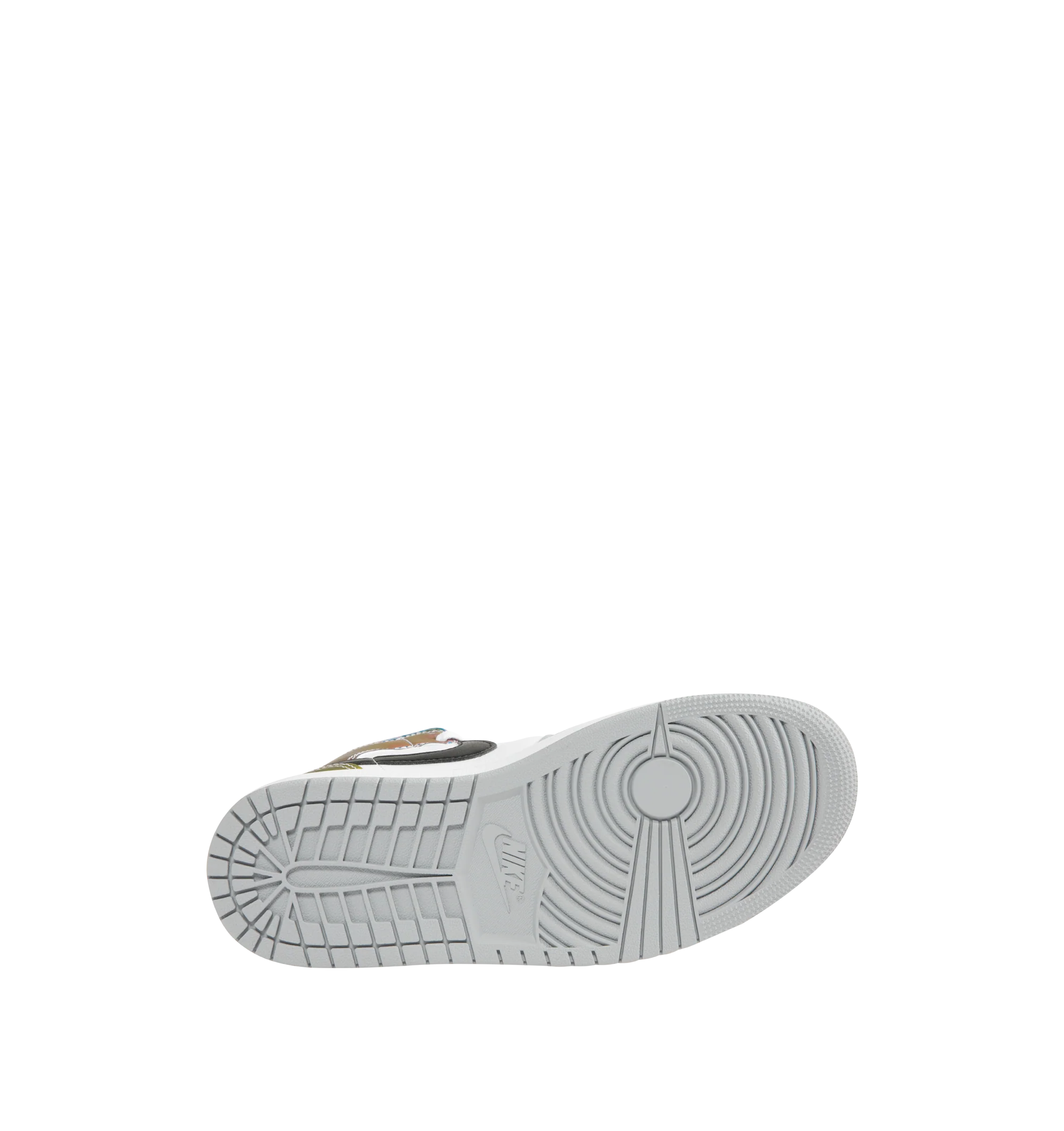 Image 4 of 5 - GREY - Men's Air Jordan 1 Mid SE Sneaker featuring full-court style, Air-Sole unit, padded collar, premium leather and synthetic upper and rubber outsole.