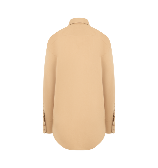 Image 4 of 4 - BROWN - SAINT LAURENT Buttoned Shirt made with certified cotton featuring a pointed collar, chest pocket with logo embroidery, front button closure and one-button mitered cuffs. 100% cotton. Made in Italy.