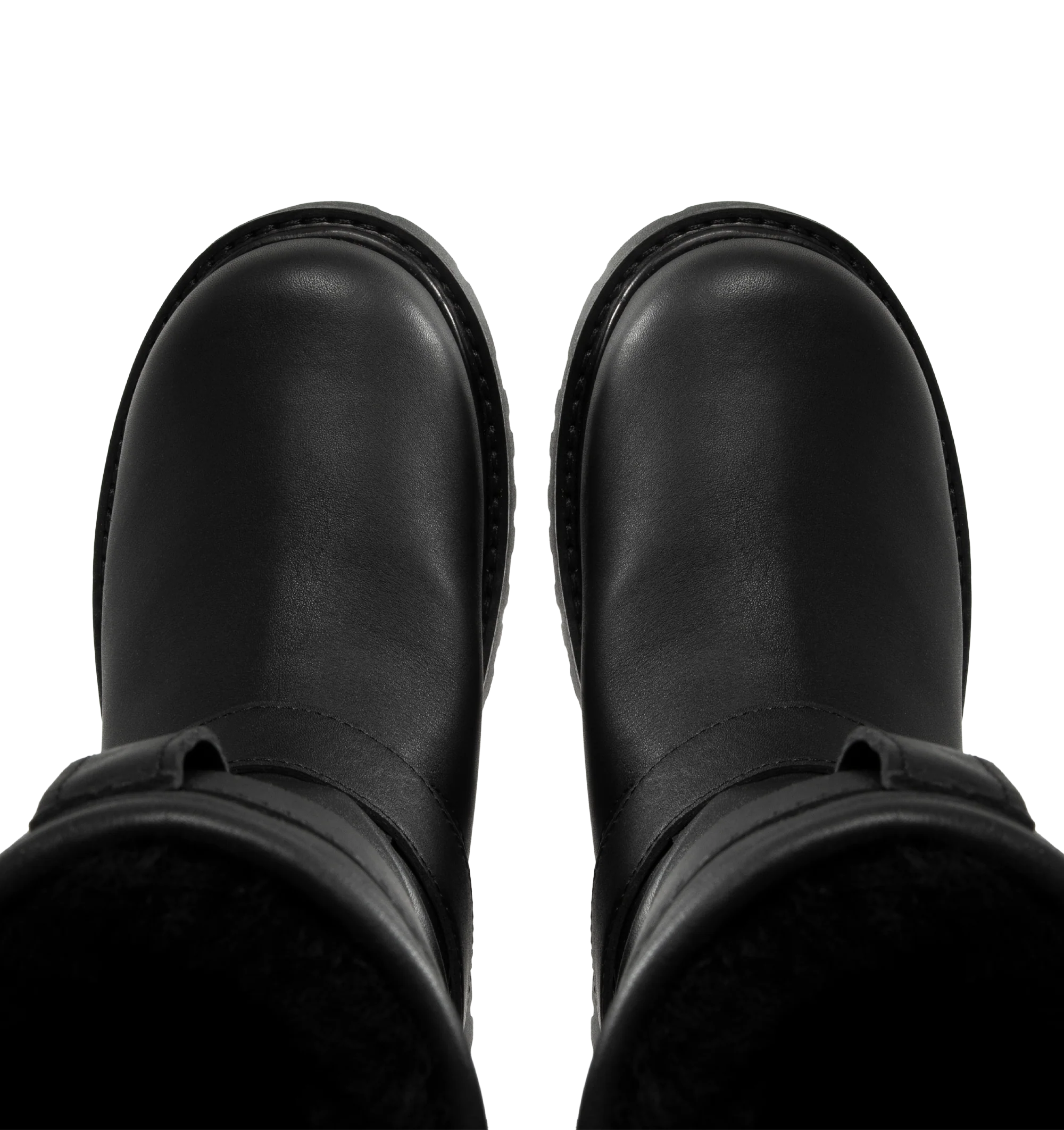 Image 4 of 4 - BLACK - UGG x Willy Chavarria Biker Boot is crafted from leather and reimagines UGG's iconic silhouette with a rugged, moto-inspired design. Featuring a mid-calf profile, chrome hardware detailing, and UGG's signature plush sheepskin lining, the boot combines bold utility styling with exceptional comfort. Main Material: Leather. Lining: Sheepskin. Unisex style in men's sizes.
