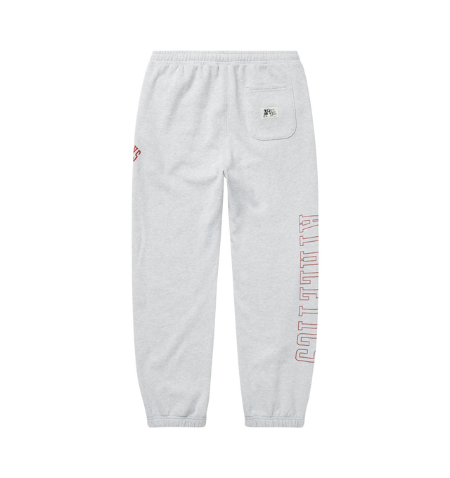 Image 2 of 4 - GREY - ONE OF THESE DAYS Mustang Athletics Sweatpant featuring a vintage wash, antique brass drawcord tips, elastic waist and hem, side pockets and back patch pockets. 100% cotton.