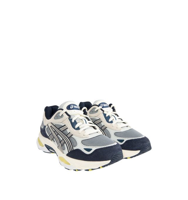 Image 3 of 5 - MULTI - ASICS GEL-NYC 2.0 Sneaker featuring suede overlays, rearfoot and forefoot GEL technology, shock-attenuating material placed in the midsole of the shoe for cushioning and shock absorption, FF BLAST PLUS cushioning, TPU TRUSSTIC technology, walking-specific flex grooves to support natural movement and smooth heel to toe transition, angled heel softens heel contact with the ground and facilitates more natural heel to toe transitions. 