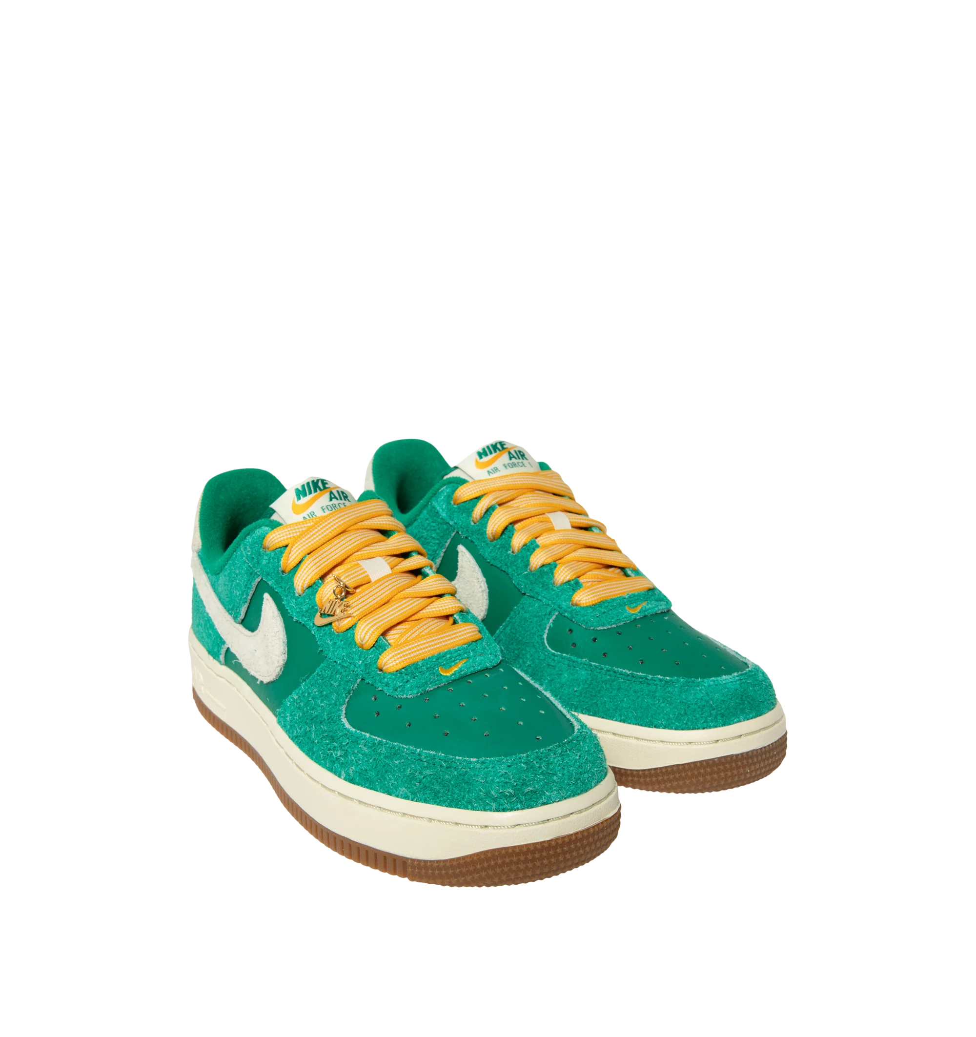 Image 2 of 5 - GREEN - Nike Women's Air Force 1 07' Game Day Sneakers feature a genuine and synthetic leather upper with a perforated toe box for breathable comfort and a timeless look. These iconic lifestyle sneakers combine lightweight Nike Air cushioning, a padded collar, and a durable rubber outsole with classic pivot-circle traction for everyday wear. Clip-on charms add a customizable finishing touch. Main Material: Genuine Leather and Synthetic Leather. Midsole: Foam with Nike Air Unit. Sole: Rubber.  