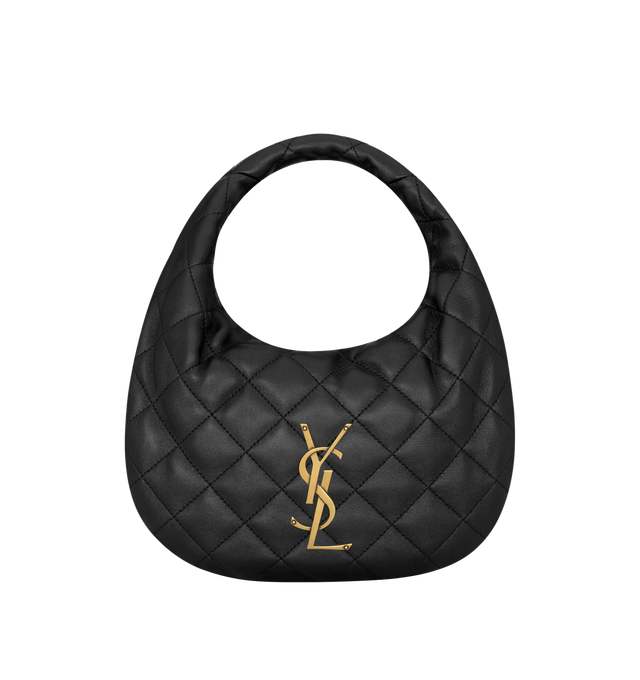 Image 1 of 3 - BLACK - SAINT LAURENT Icarino Bag in quilted nappa featuring baby version of the iconic Icar, with diamond-quilted topstitching, leather lining, bronze-tone hardware and zip closure. 6.7-10.2" x 5.1" x 1.2". Lambskin. Made in Italy.