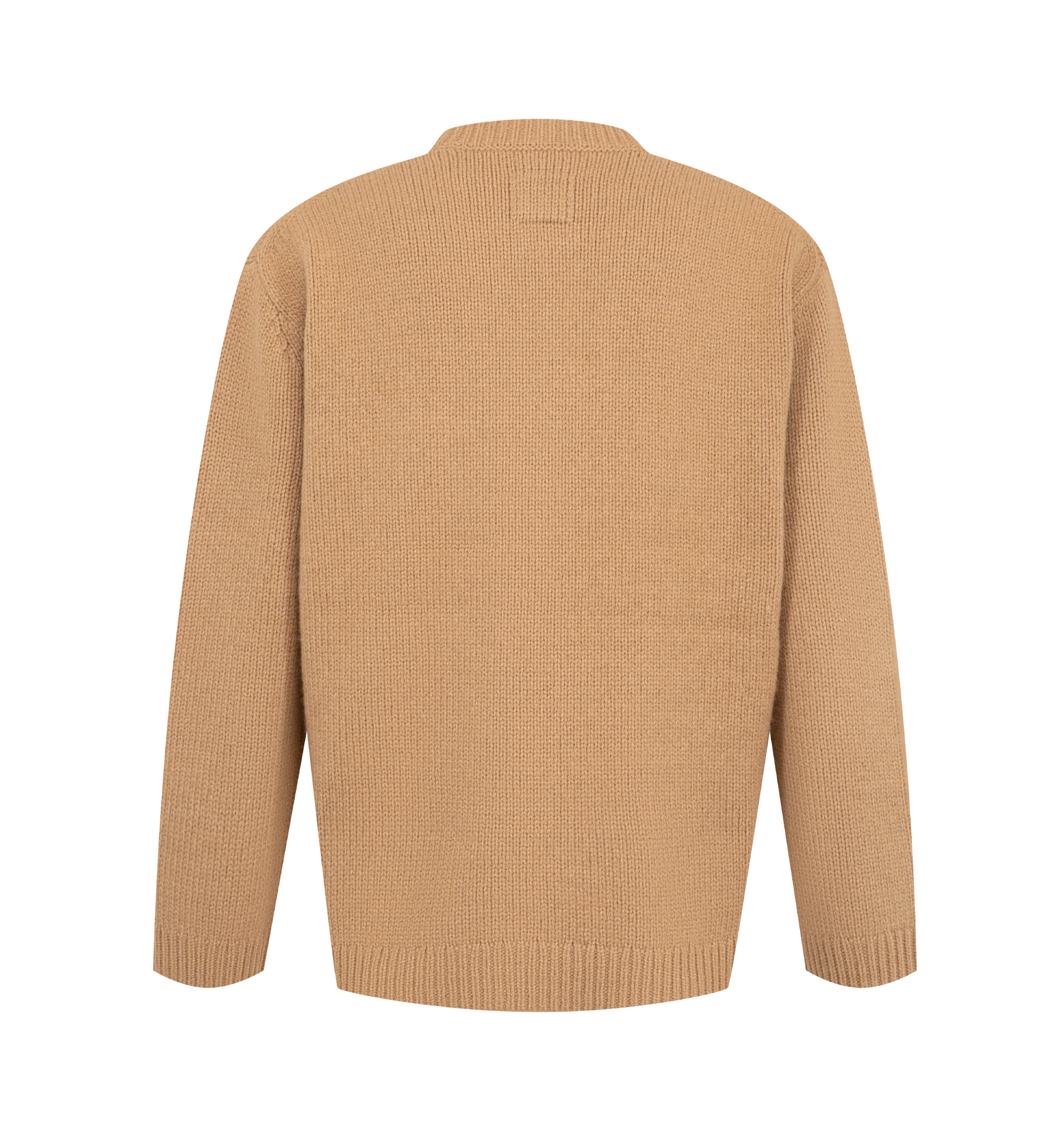 Image 2 of 2 - NEUTRAL - Toteme Women's Camel Hair Knit Sweater is crafted from featherlight camel hair yarn and features a slim, slightly cropped silhouette with three-quarter sleeves. Designed with a crewneck and pullover construction, it is finished with ribbed knit trims at the neck, cuffs, and hem. Main Material: 100% camel hair yarn. Imported 