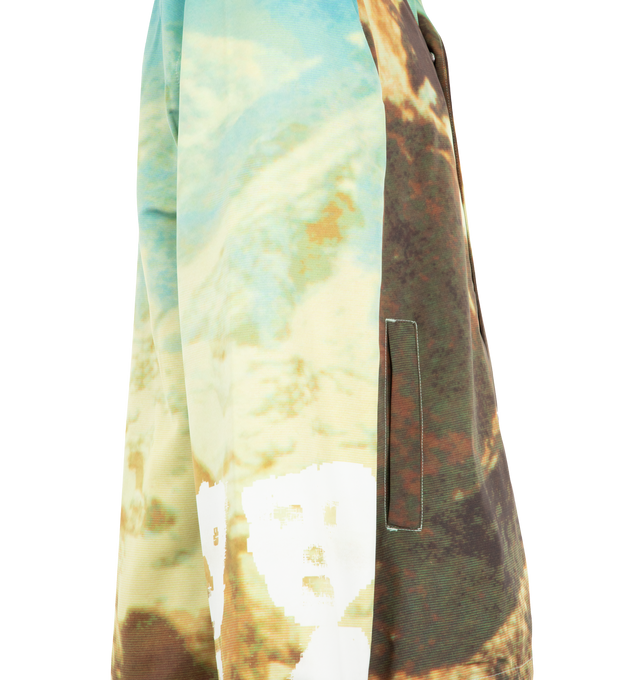 Image 3 of 3 - MULTI - Pleasures Mens Coach Jacket is crafted from polyester satin with a polyester mesh lining. Features a snap-front closure, all-over digital print, point collar, and side pockets. Main Material: 100% Polyester Satin; Lining: 100% Polyester Mesh. Made in China. 