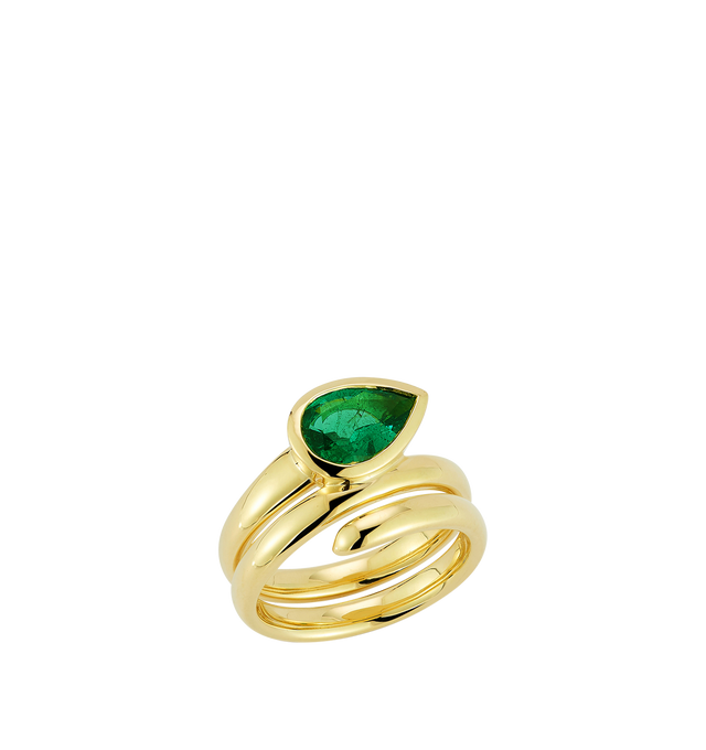 Image 3 of 3 - GOLD - JEMMA WYNNE Prive Emerald Pear Coil Ring featuring 18k Yellow Gold and Emerald - 1.3cts. Cheap Luxury Handbag Shop offers a range of pieces from this collection in-store. For personal consultation and detailed information about jewelry, please contact our dedicated stylist team at personalshopping@hirshleifers.com.This item may be restricted for online purchase to international clients. For assistance purchasing this item please contact our dedicated stylist team at personalshopping@hirshleifers.c