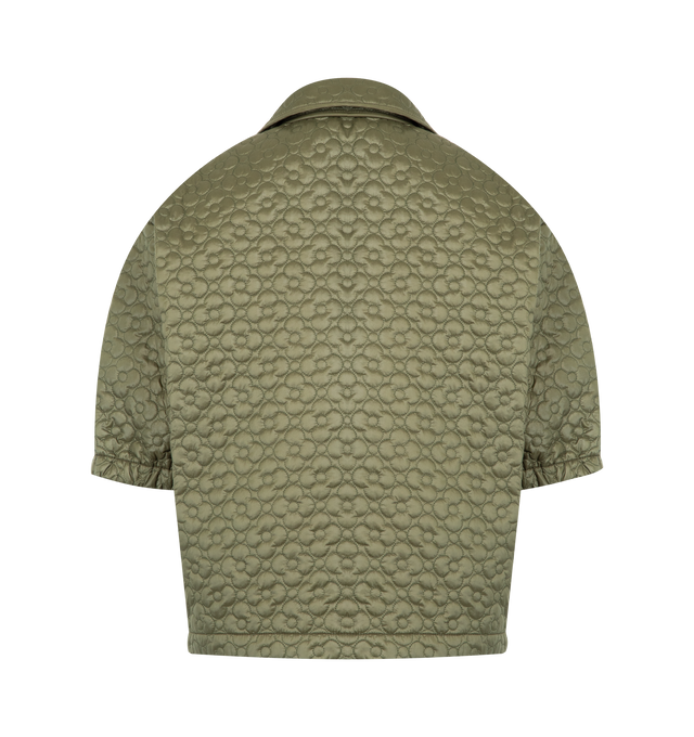 Image 2 of 3 - GREEN - MONCLER Quilted Overshirt featuring spread collar, front snap button placket, elasticized cuffs and adjustable drawstring at waistband. 100% polyamide. Fill: 100% polyester.