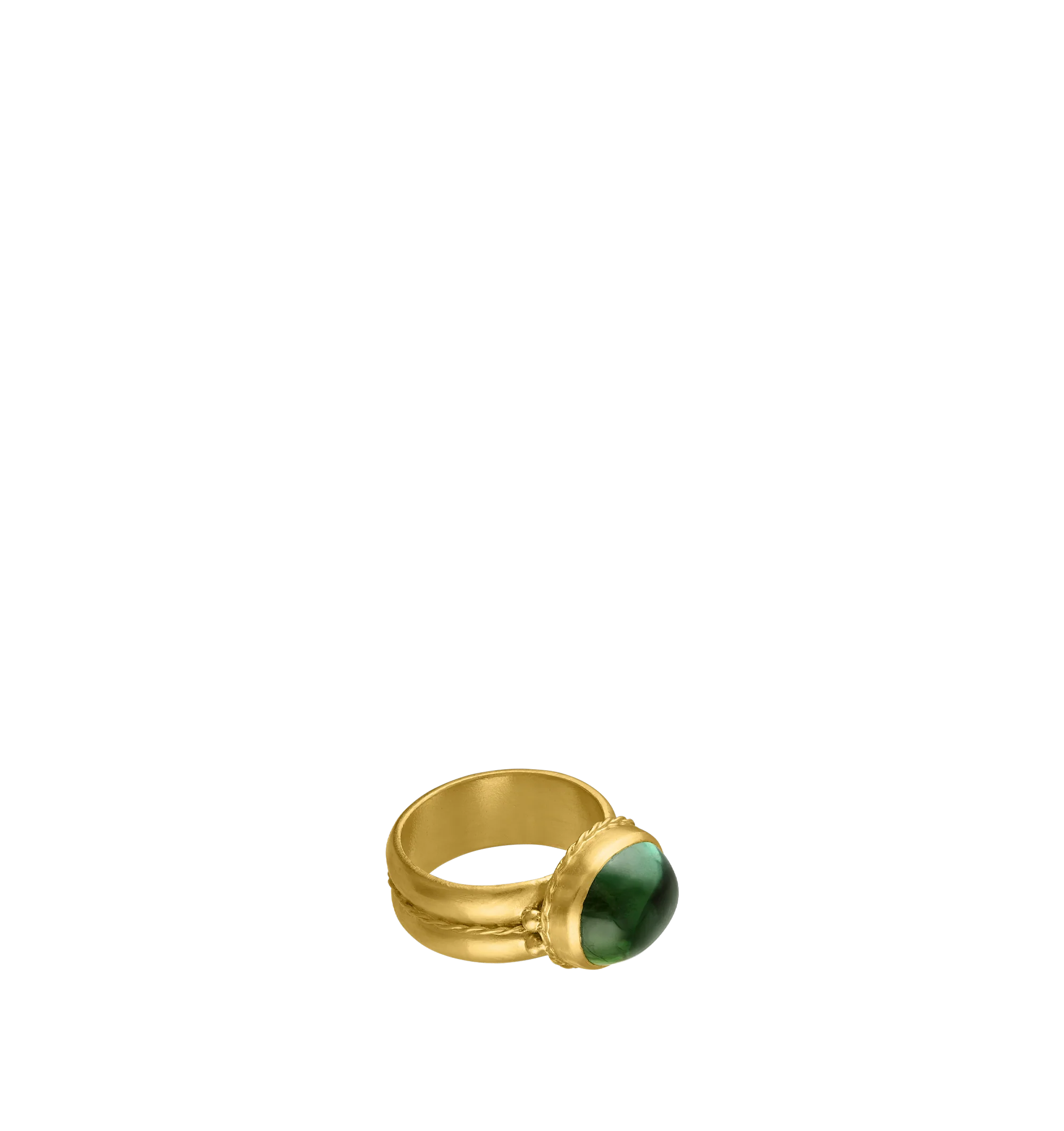 Image 2 of 3 - GOLD - PROUNIS Green Tourmaline Nauta Ring featuring Green Tourmaline and 22K gold. 9mm wide. Cheap Luxury Handbag Shop offers a range of pieces from this collection in-store. For personal consultation and detailed information about jewelry, please contact our dedicated stylist team at personalshopping@hirshleifers.com. This item may be restricted for online purchase to international clients. For assistance purchasing this item please contact our dedicated stylist team at personalshopping@hirshleifers.com