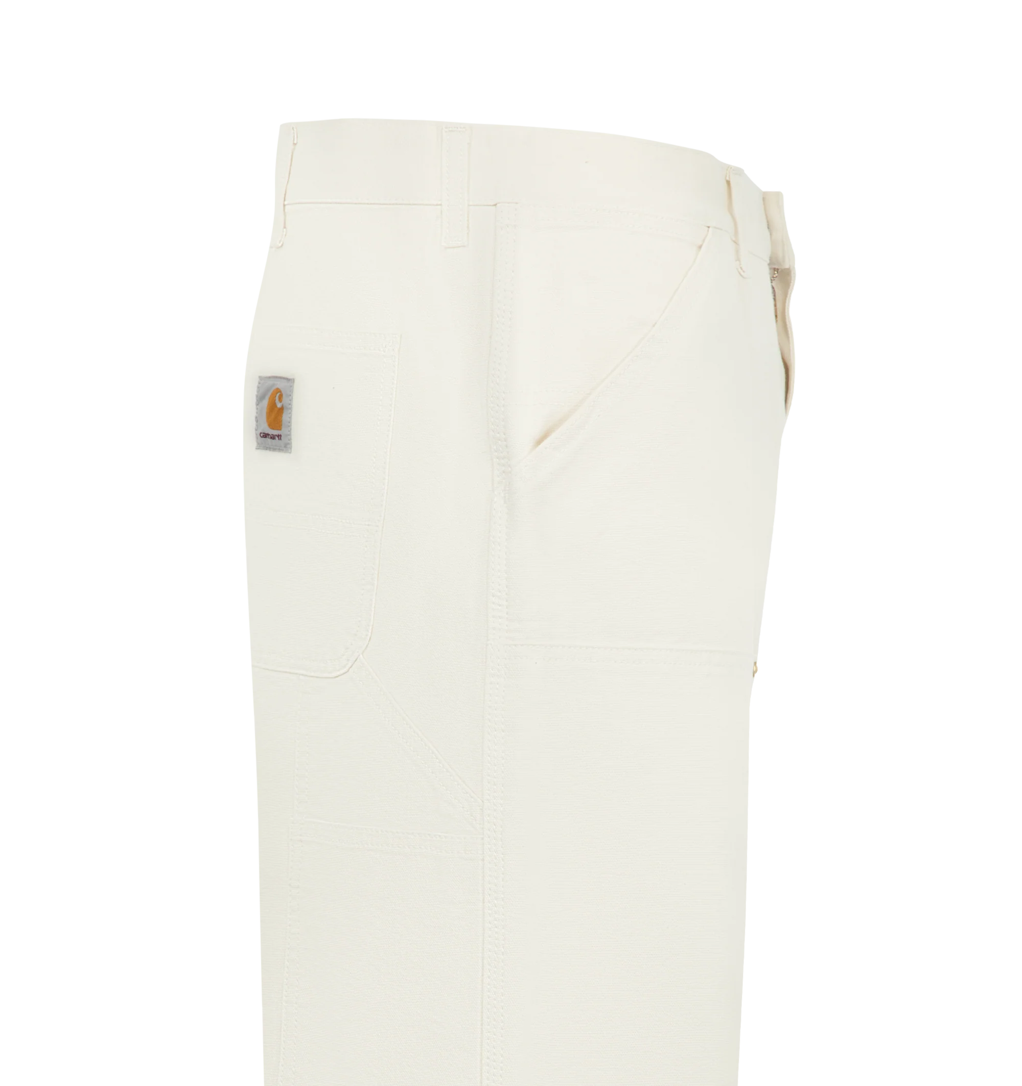 Image 3 of 3 - NEUTRAL - Carhartt WIP Double Knee Carpenter Pants are crafted in a heavyweight canvas material in a loose straight fit. Featuring a double-layer knees, zip fly with button closure, front slant pockets, tool pocket, back patch pockets and hammer loop. Material: 100% Organic Cotton 'Dearborn' Canvas, 12 oz. Made in Tunisia.