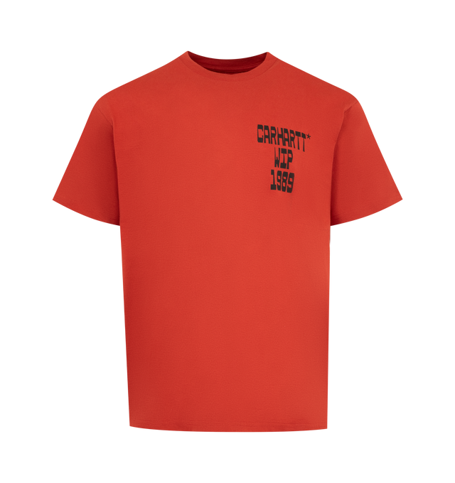 Image 1 of 2 - RED - CARHARTT WIP Blocks T-Shirt featuring a loose fit, midweight cotton jersey, graphic print on chest and back, short sleeves and crew neck. 100% cotton.