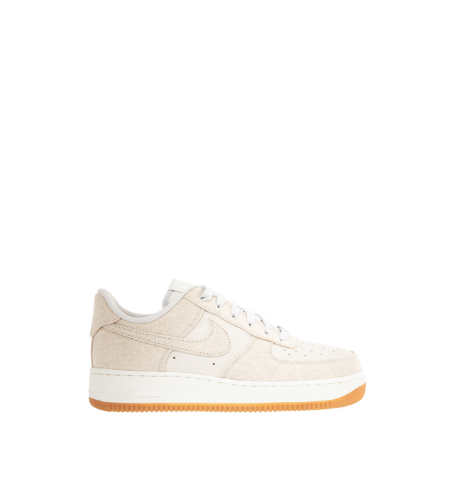 Image 1 of 5 - NEUTRAL - NIKE Air Force 1 '07 LV8 'Denim' Sneaker featuring leather upper with a perforated toe box, Nike Air cushioning and rubber outsole with heritage hoops pivot circles.
