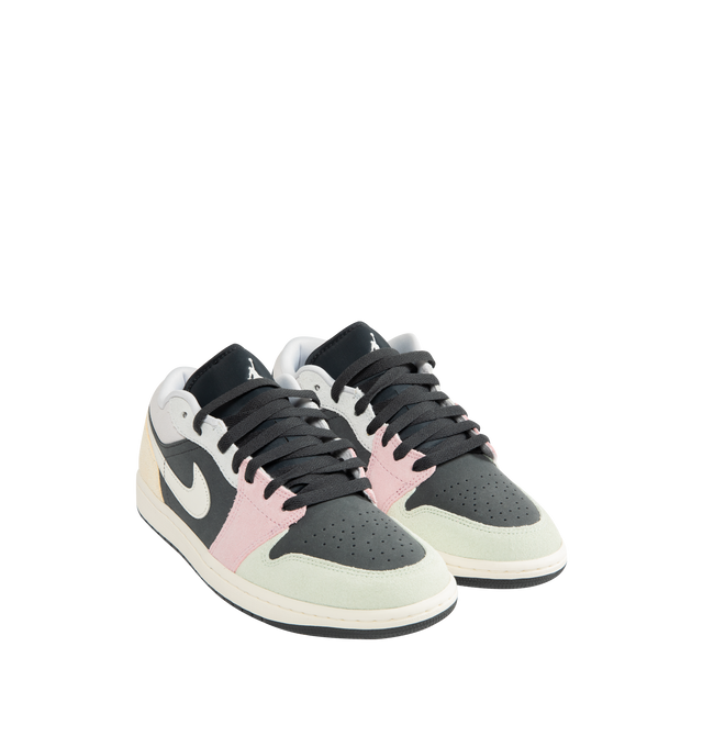 Image 2 of 5 - MULTI - JORDAN Air Jordan 1 Low SE Sneaker featuring leather and suede in the upper, encapsulated Nike Air-Sole unit, rubber in the outsole, Wings logo on heel and Jumpman on tongue. 