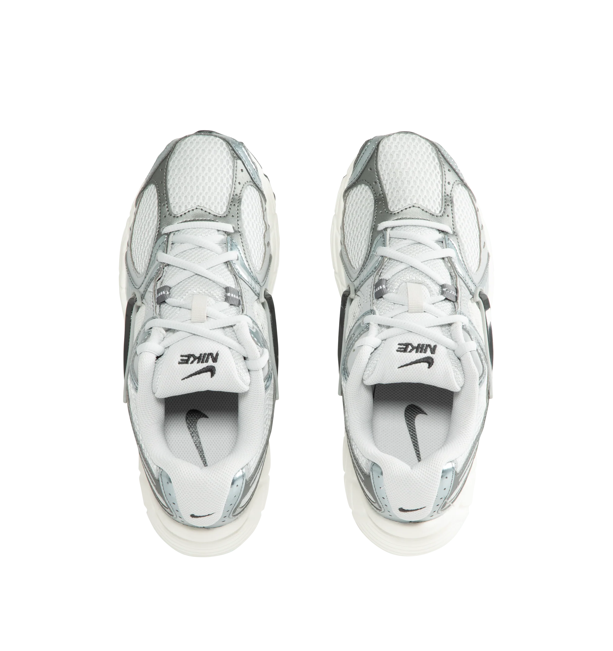 Image 5 of 5 - GREY - Nike Men's V5 RNR Sneakers feature a layered suede and mesh upper for a breathable, Y2K-inspired look with retro running style. These lifestyle sneakers combine a lightweight foam midsole, plush collar lining, and a durable rubber outsole with 2000s-inspired grooves for all-day comfort and reliable traction. Main Material: Suede and Mesh. Midsole: Foam. Sole: Rubber. 