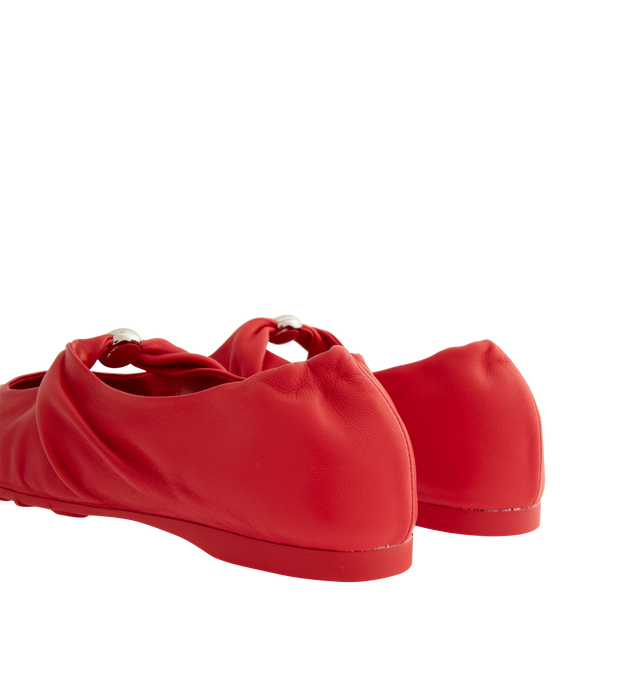 Image 3 of 4 - RED - Loewe Women's Pebble Soft Ballerina Flat in supple nappa lambskin with a flexible upper engineered for extra comfort, featuring a metallic pebble with an Anagram engraved detail and a signature petal toe shape, padded leather insole and Anagram embossed rubber outsole. Nappa lambskin. Made in Italy.
