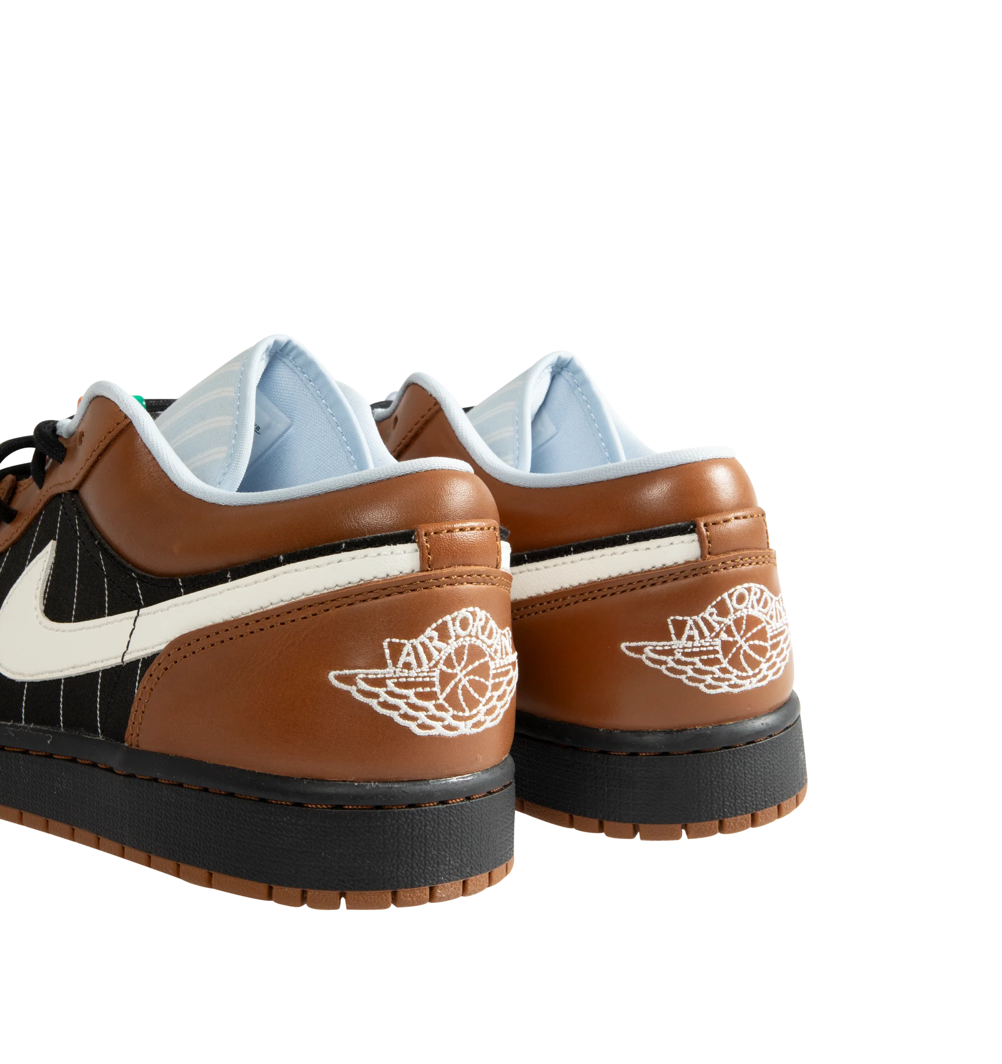 Image 3 of 5 - BROWN - Men's Air Jordan 1 Low SE Sneakers feature a genuine leather and suede upper with the iconic low-top silhouette, signature Wings branding, and a Jumpman logo for a premium take on a timeless classic. These lifestyle sneakers combine encapsulated Air-Sole cushioning with a durable rubber outsole for lightweight comfort, lasting support, and reliable everyday traction. Main Material: Genuine Leather and Suede. Midsole: Encapsulated Air-Sole Unit. Sole: Rubber.