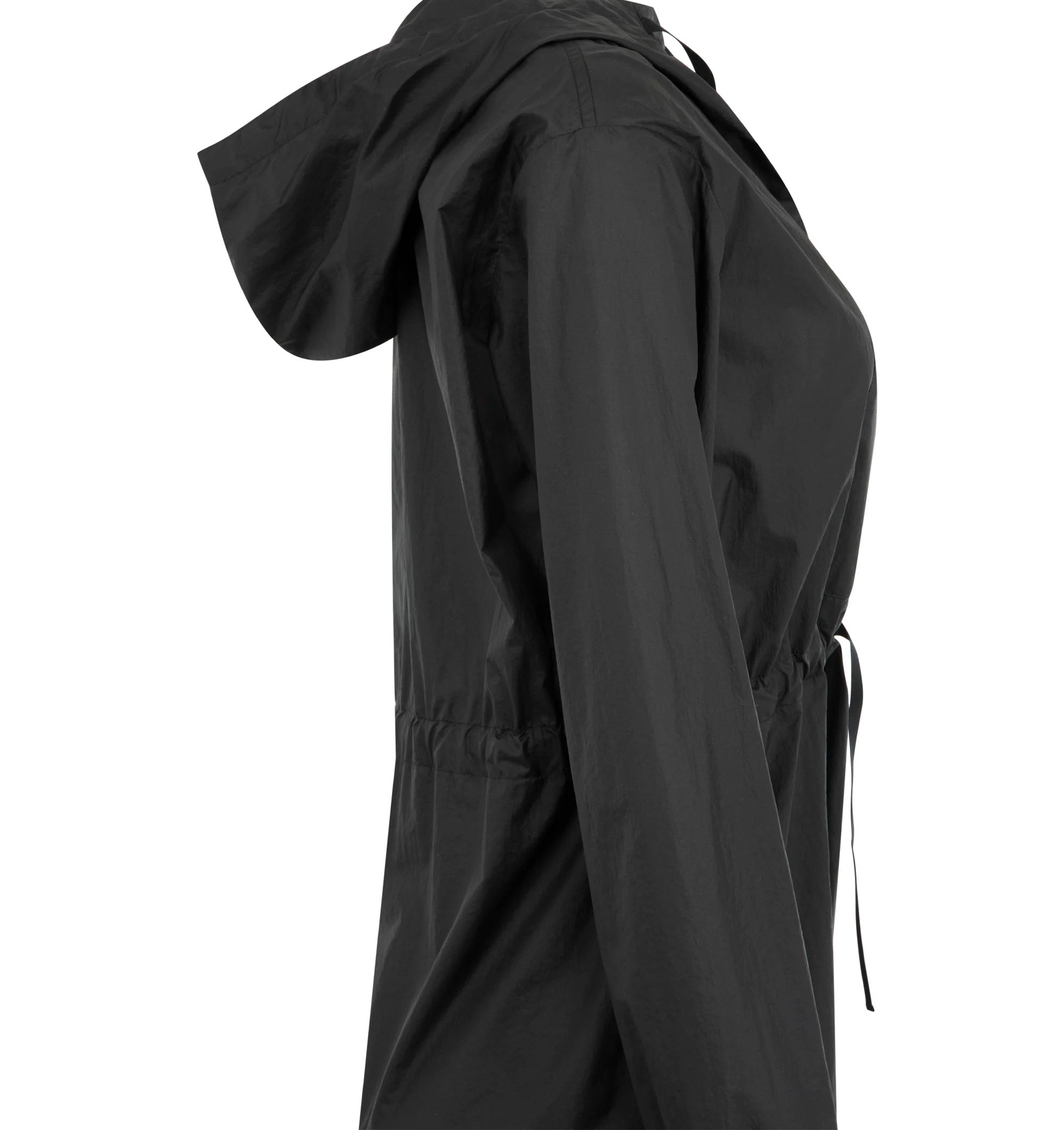 Image 3 of 3 - BLACK - THE ROW Beloura Jacket featuring lightweight ripstop fabric, soft nylon ripstop fabric, a relaxed fit with dropped shoulders, elasticated waistline, kangaroo pocket, self-tie cuffs and a drawstring hood. 100% polyamide. Made in Italy. 