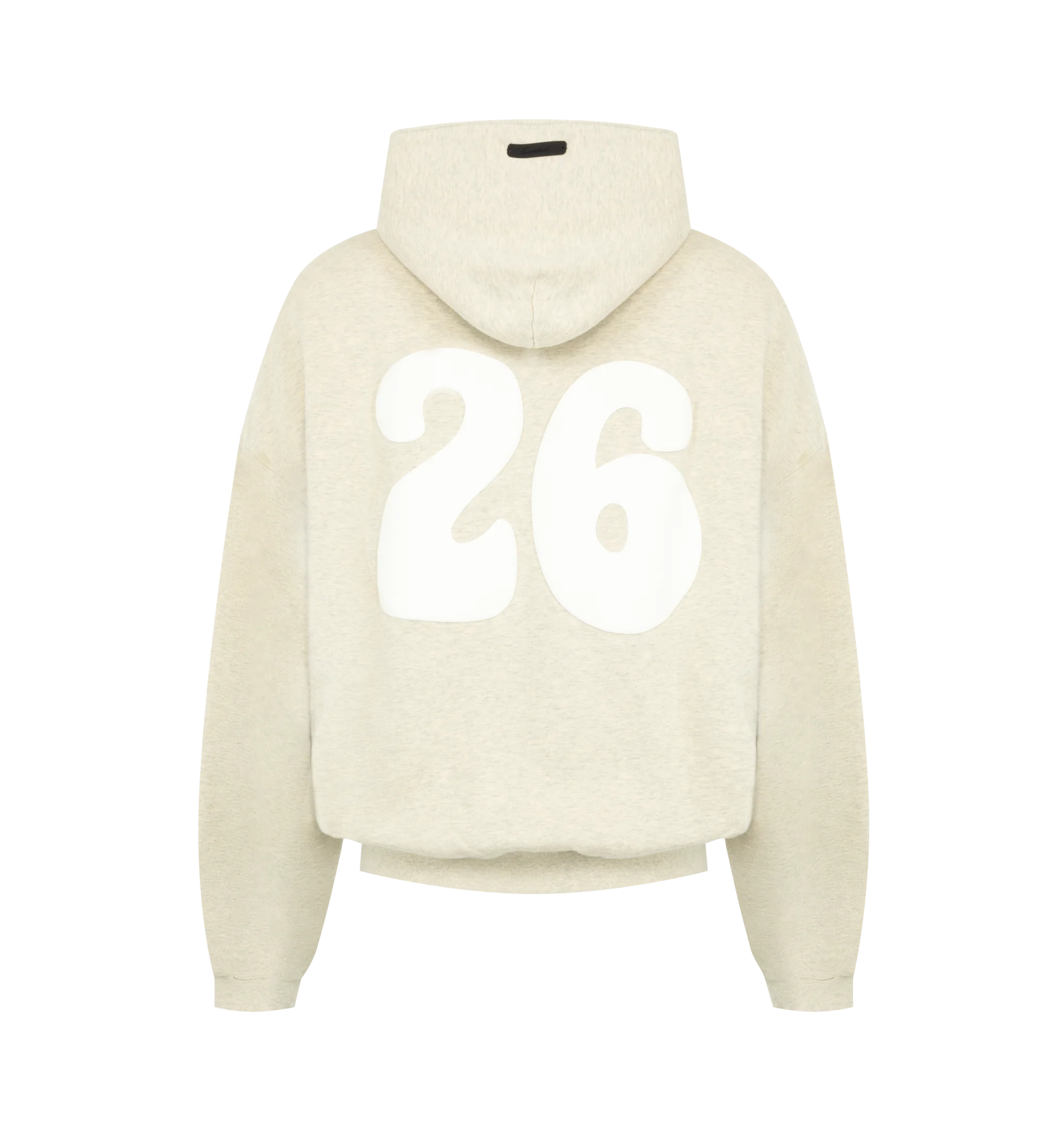 Image 2 of 2 - NEUTRAL - Fear of God Essentials Mens 90s Zip-Up Hoodie is crafted from heavyweight 390 GSM cotton fleece. Features a relaxed 90s fit, front zip closure, dropped shoulders, kangaroo pocket, ribbed cuffs and hem, pigment-dyed finish, puff-printed All Valley Essentials graphic on the front, "26" graphic on the back, and an Essentials logo label. Main Material: 100% Cotton.
