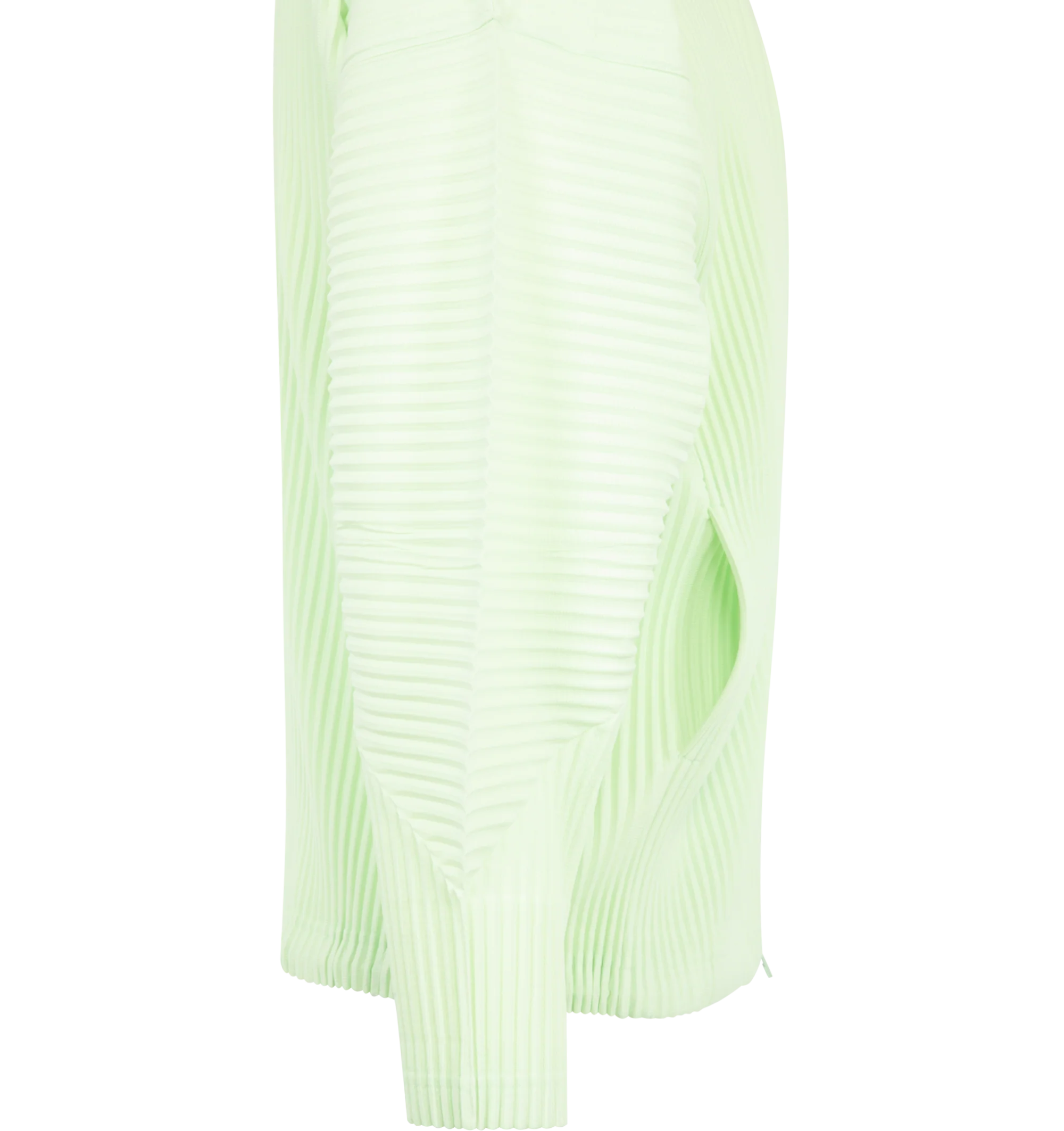 Image 3 of 3 - GREEN - Issey Miyake Mens Zip-Up Hoodie is crafted from lightweight polyester. Features a hood, double-zip front closure, side pockets, collar loop, and quick-drying fabric with a light-reactive finish that creates a dimensional appearance. Main Material: 100% Polyester. Made in Japan.