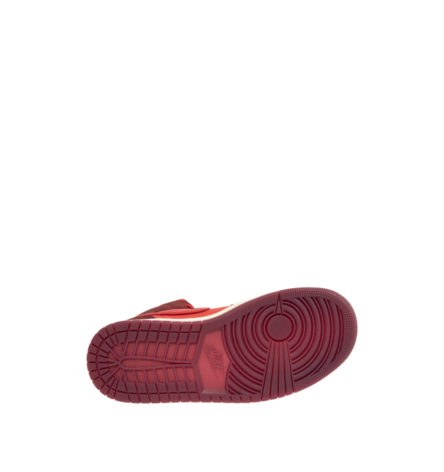 Image 4 of 5 - RED - JORDAN Air Jordan 1 Mid SE Sneaker featuring leather in the upper, encapsulated Nike Air-Sole unit provides lightweight cushioning, rubber in the outsole, lace closure, wings logo on collar and Jumpman on tongue. 