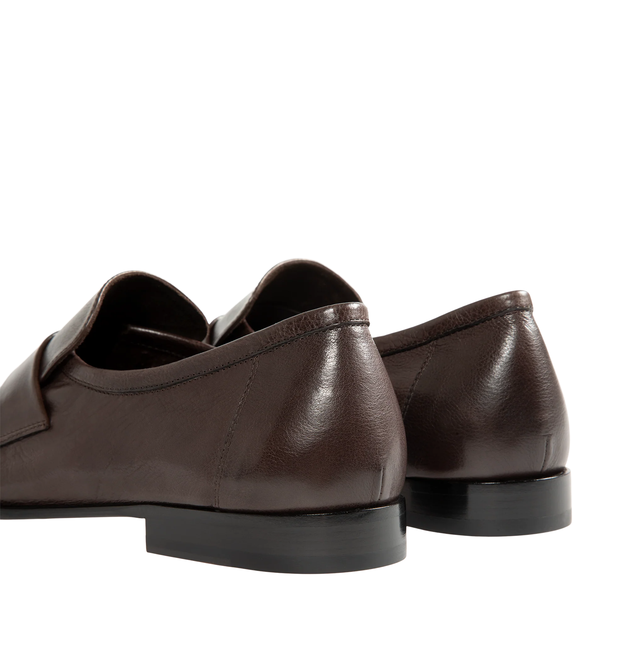 Image 3 of 4 - BROWN - The Row Men's Soft Loafers are crafted from supple calfskin leather and feature a refined moc-toe construction with topstitching, gathered detailing, and a classic strap across the vamp. Main Material: 100% Calfskin Leather. Heel Height: 0.75 in. Made in Italy.