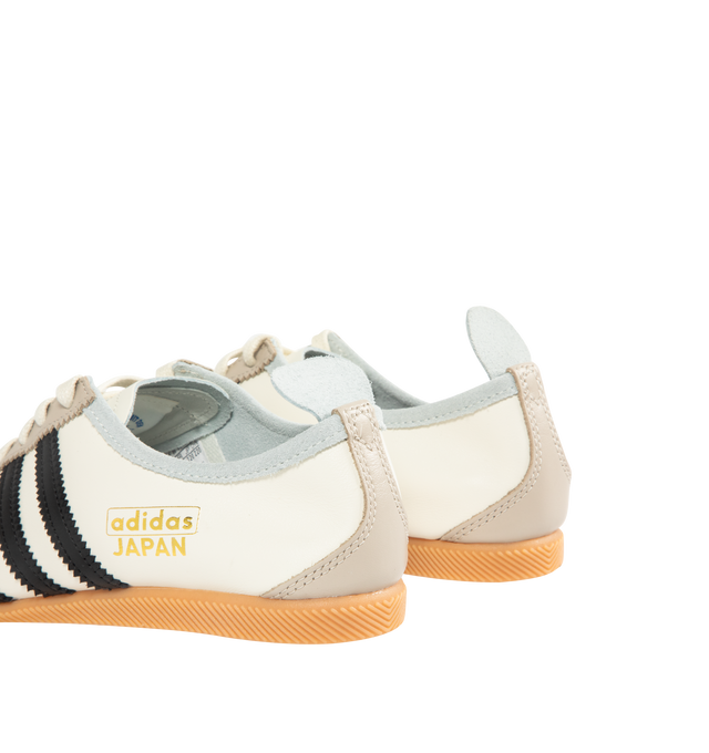 Image 3 of 5 - WHITE - ADIDAS Japan Sneaker featuring regular fit, laces, leather upper, leather lining, rubber outsole, low-profile T-toe design and signature archive branding. 